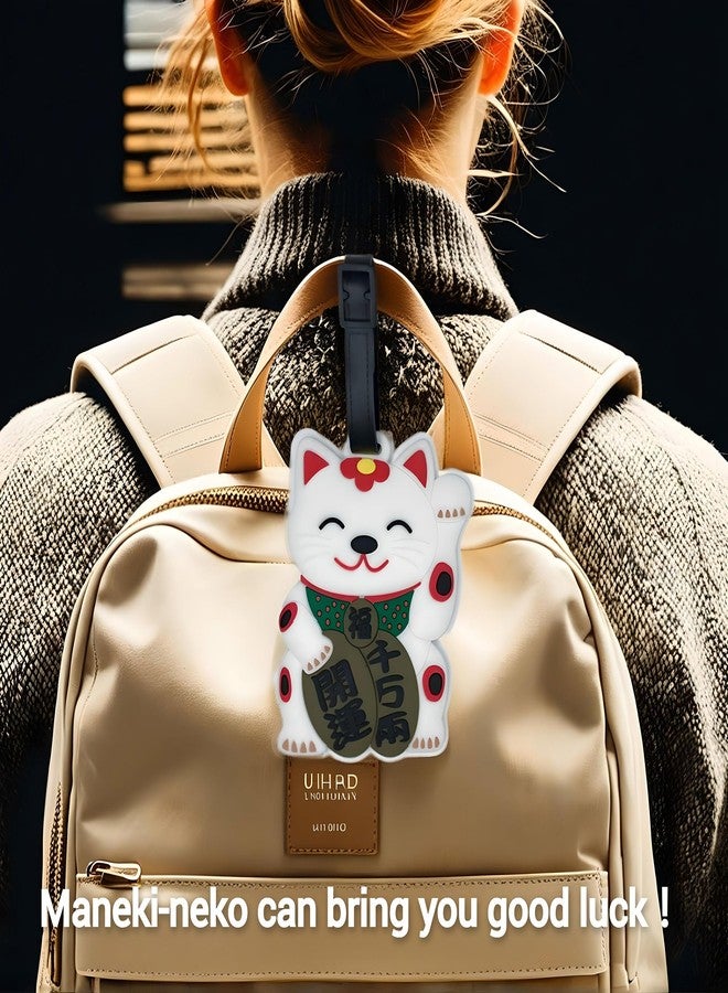 ANINIUCN Japanese Lucky Cat Luggage Tags - 2-Pack Silicone Maneki Neko Bag ID Tags for Suitcases and Travel Accessories - Image 4